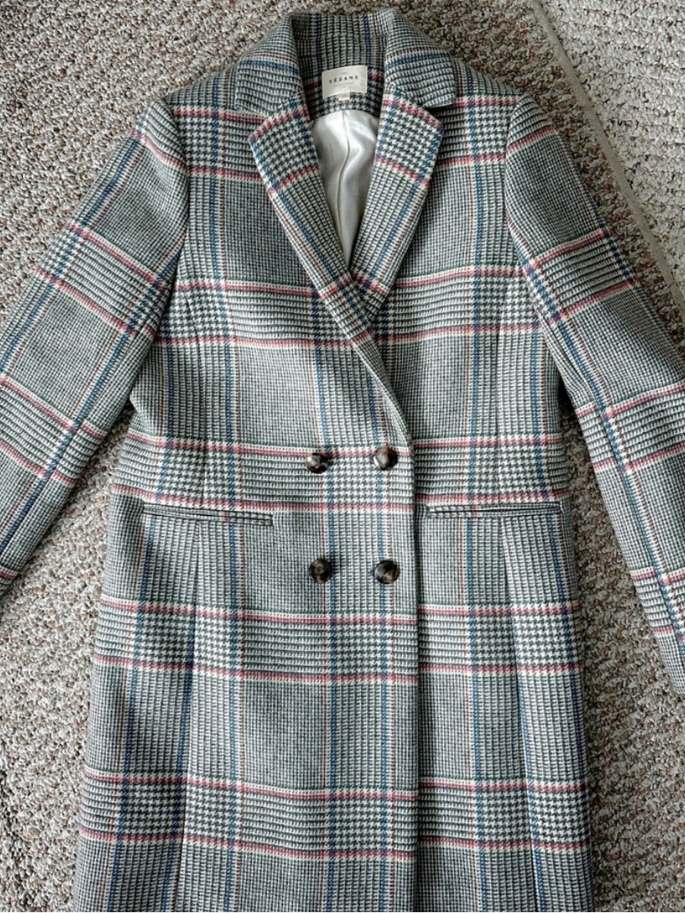 Sezane Johnson Coat Dublin Check - Size 4 - Picture 2 of 6